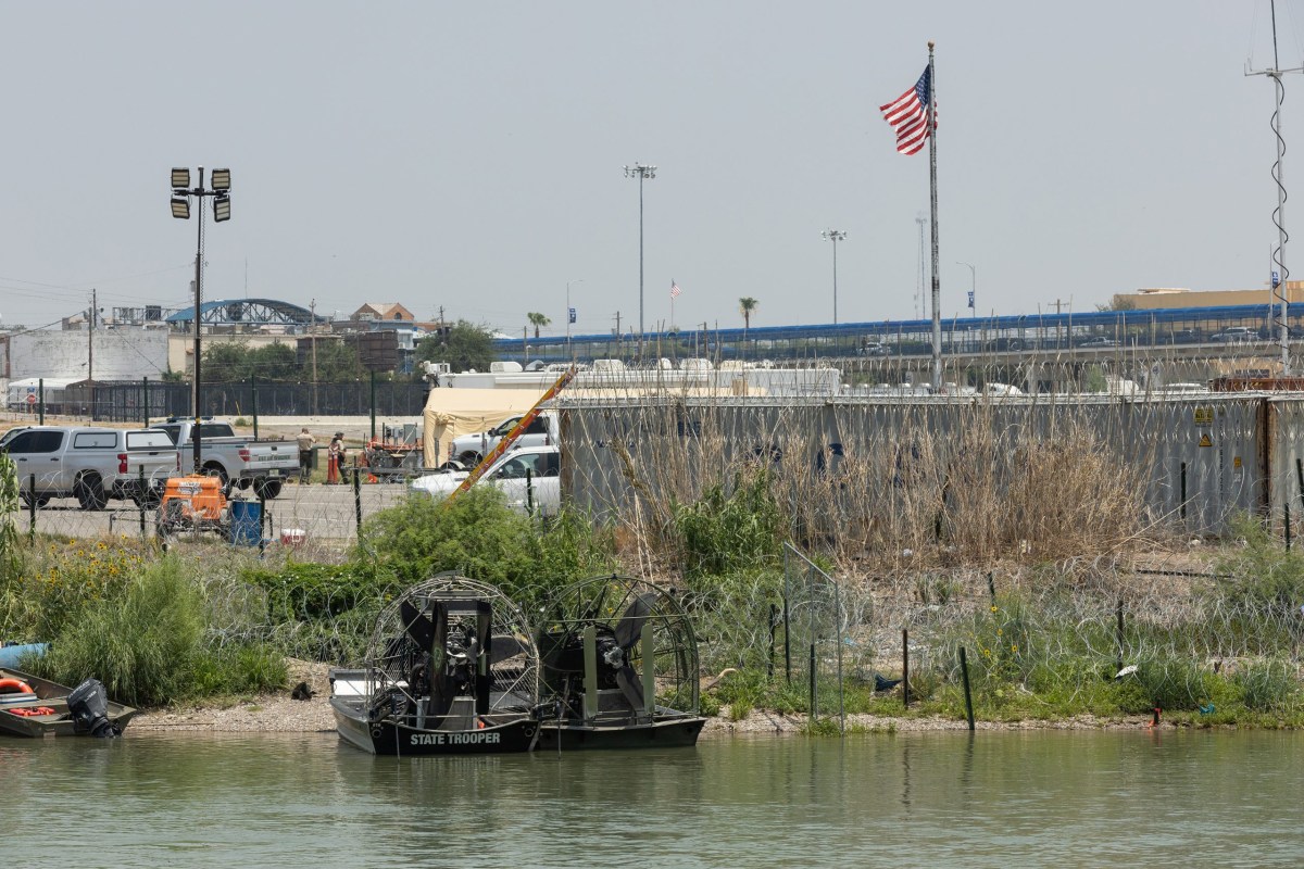 Texas Department of Public Safety boats on the Rio Grande in Eagle Pass on June 6, 2024.