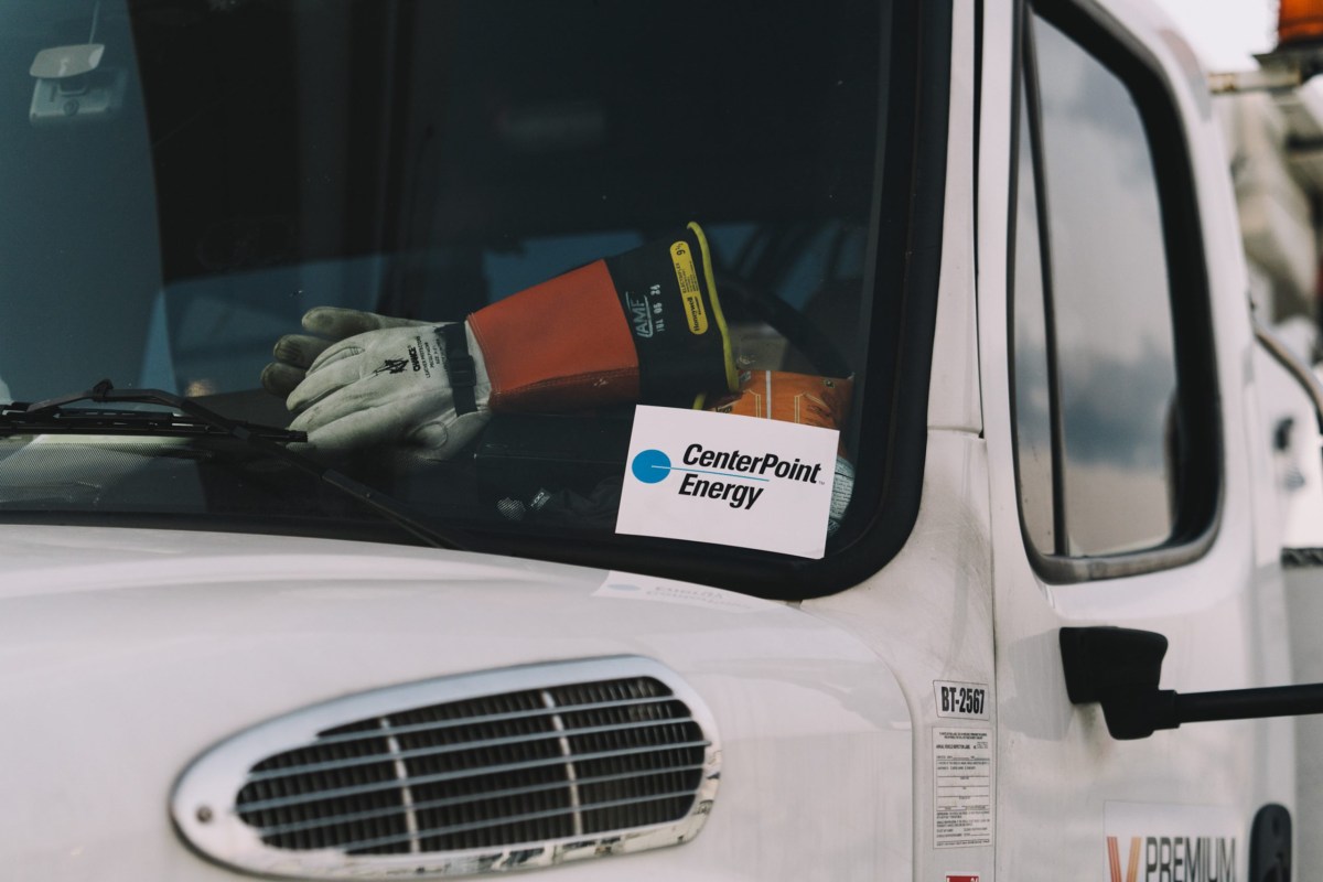 Trucks line up to provide support with major power outages after Hurricane Beryl in Houston, on Wednesday, July 10, 2024.