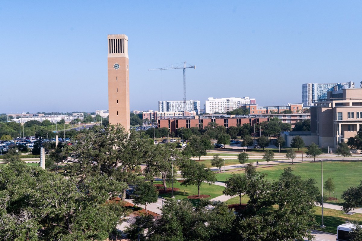 The Texas A&M University bell tower is seen on Aug. 21, 2024, in College Station.