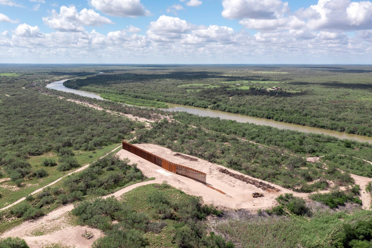 State-built border wall under construction near the banks of the Rio Grande in Zapata Co. on Sept. 23, 2024.