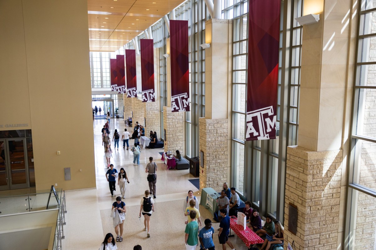 Students walk through the Memorial Student Center on the Texas A&M University campus in College Station on Nov. 13, 2025.