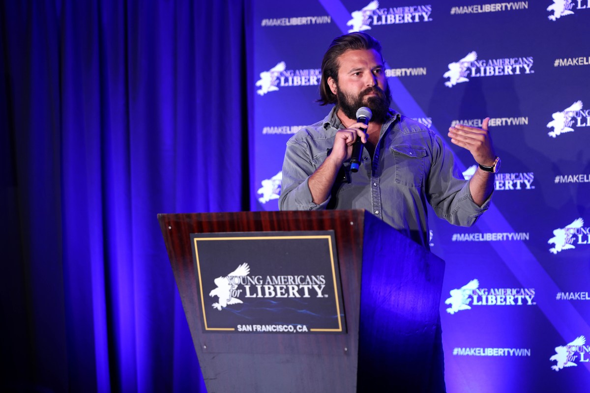 Brandon Herrera speaks at the 2025 San Francisco Young Americans for Liberty Spring YALCON Series in San Francisco, California, on March 7, 2025.