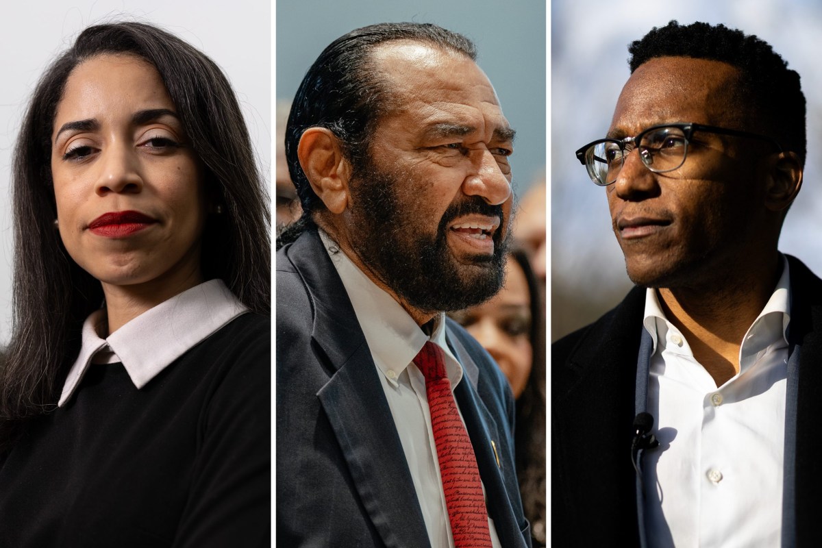 From left: Amanda Edwards, Al Green and Christian Menefee will be vying for Houston's 18th Congressional District in the March primary.