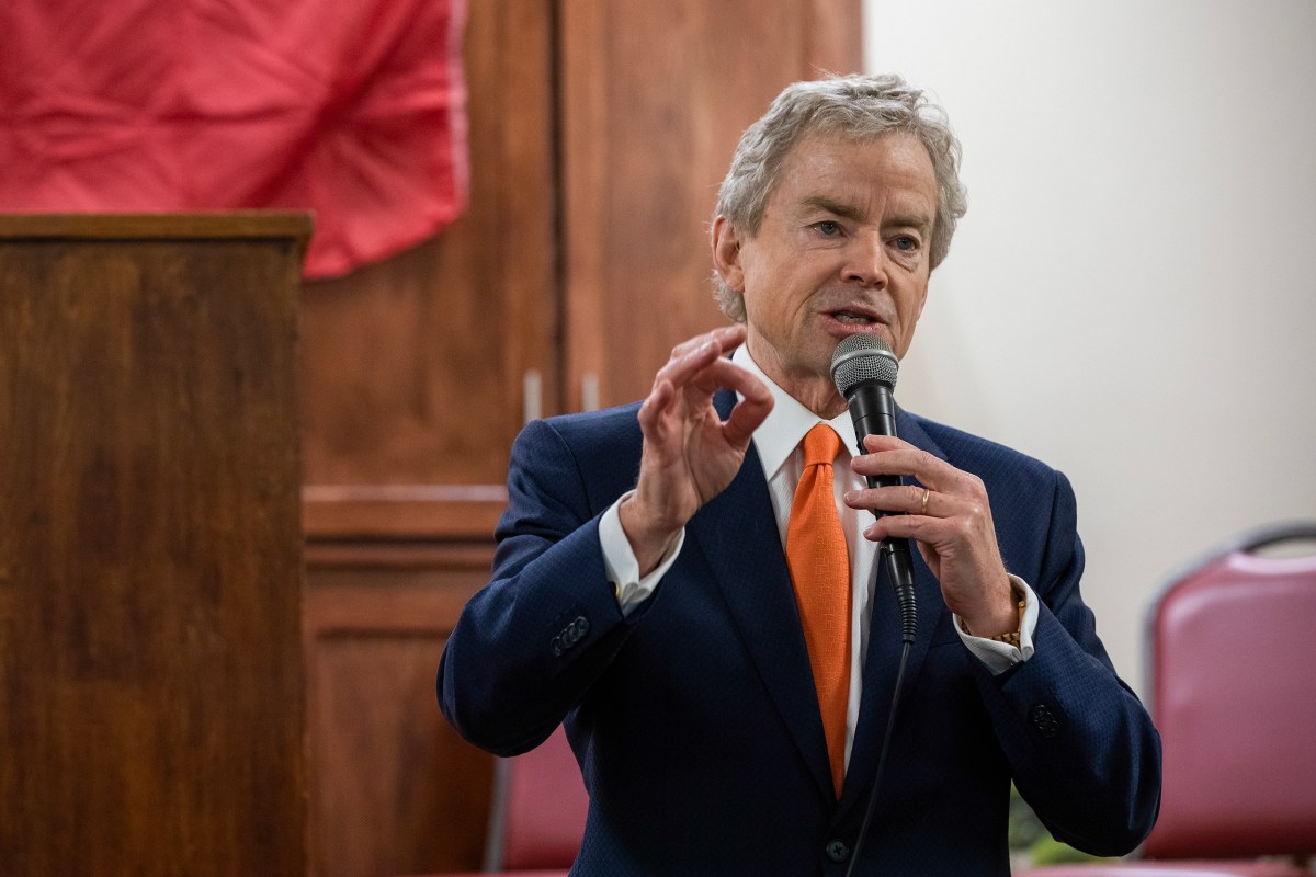 Then-Republican gubernatorial candidate Don Huffines speaks at the Woman's Club of Rockport on Feb. 7, 2022.
