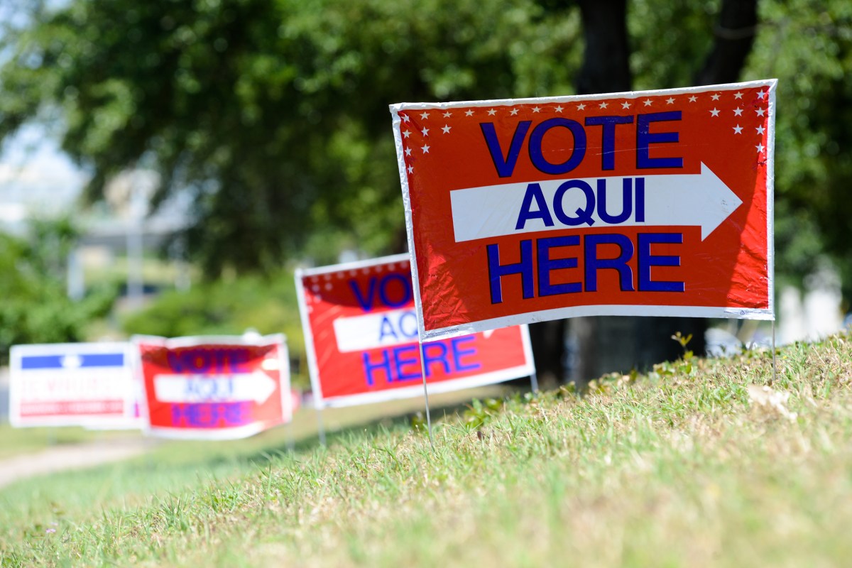 Voting signs in Texas on May 19, 2014. 